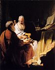 Rembrandt Canvas Paintings - Two Old Men Disputing